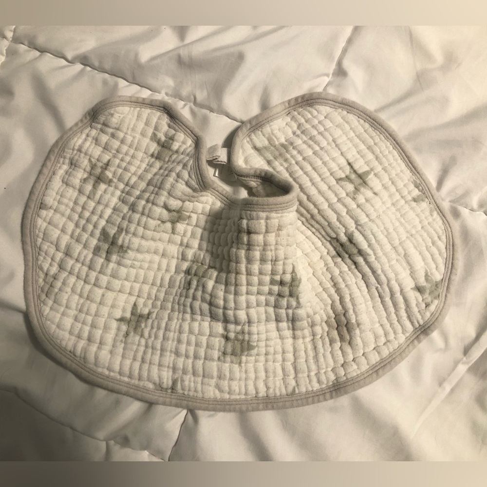 Aden - Baby Bib - White with Grey Stars